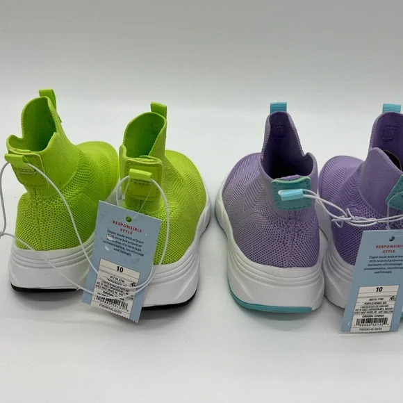 NEW: Toddler Ari Sneakers Lime / Green and Purple Combo Deal- Cat & Jack - Picture 3 of 5